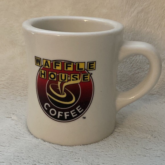 Waffle House Coffee Restaurant Ware Coffee Mug Thick White Swirl Pattern Tuxton - Picture 1 of 7
